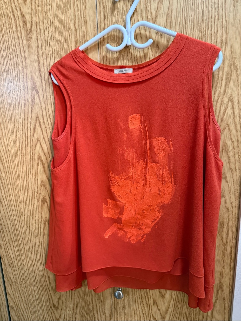 Women's Layered Orange Sleeveless Tank Top